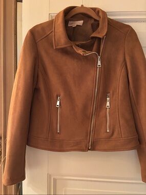 Philosophy Suede Biker Jacket - Camel Brown